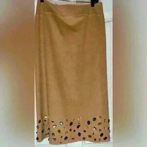BCBG custom bejeweled contemporary wool skirt Size 12
